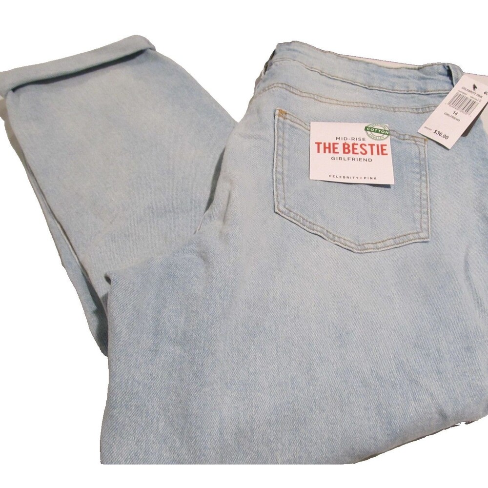 Celebrity Pink Trendy Plus Size Distressed Girlfriend Jeans Sink Hole Size 14 - Picture 5 of 6